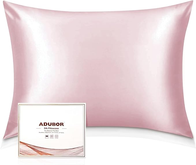 Adubor 100% Silk Pillowcase - Mulberry Silk Pillow Cases, 23 Momme 6A Grade Fibers, Silk Pillow Case for Hair and Skin Health, with Hidden Zipper (Queen 20''x30'', Pink, 1PC)