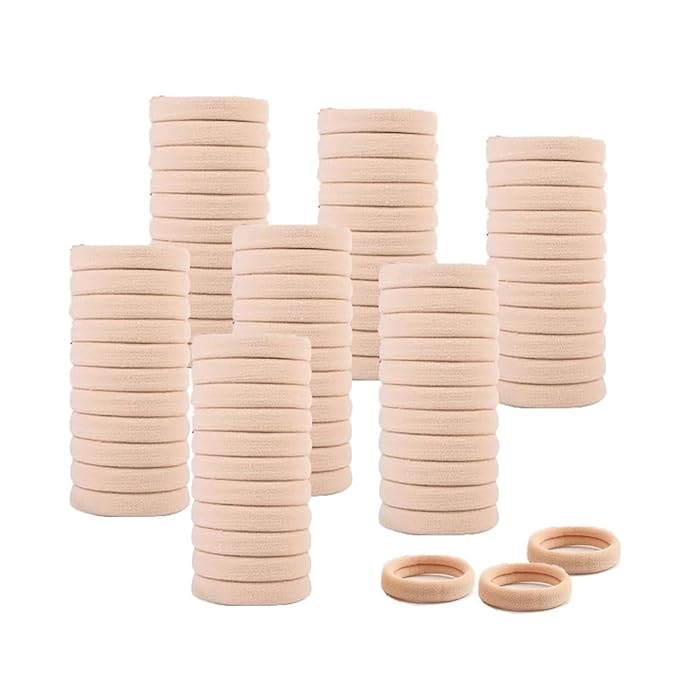 Hair Ties Hair Elastics Bands Seamless Cotton No Damage Thick Curly Hair Long-Lasting Braids Ponytails Holders All Hair Types Pain-Free Hair Accessories Women Men Blond Colors 50 PCS
