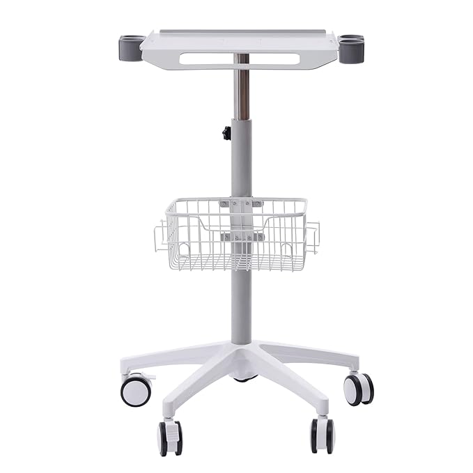 Iron Salon Instrument Tray, Height Adjustable Trolley Cart Tray Station on Wheels for Salon Tattoo Spa Beauty Service Holder Tool Storage(White,Iron)