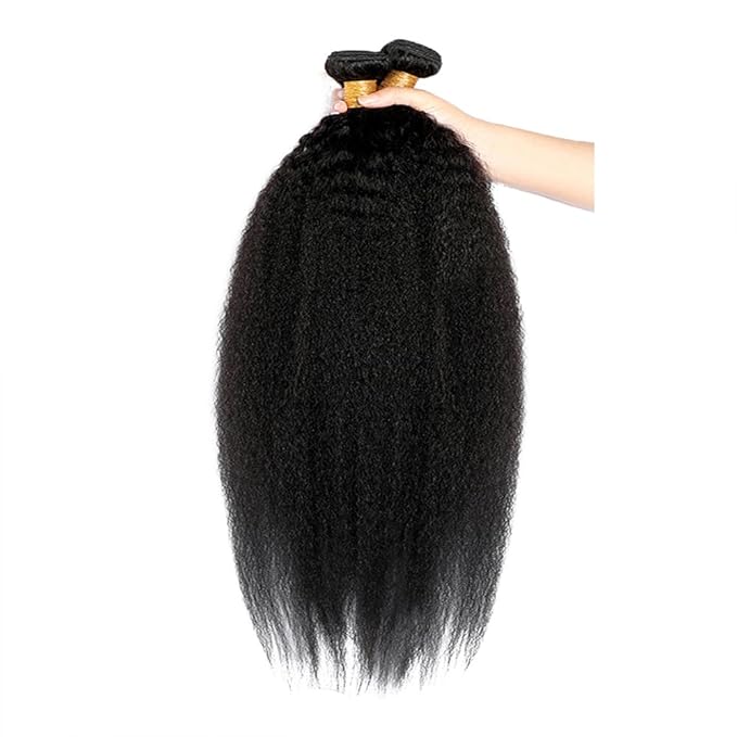 30 32 34 Inch Yaki Straight Bundles Color 1B Kinky Straight Human Hair Bundle Brazilian Virgin Soft and Silky Remy Hair Extensions Niegmeag Double Weft Natural Black Yaki Bundle 300g