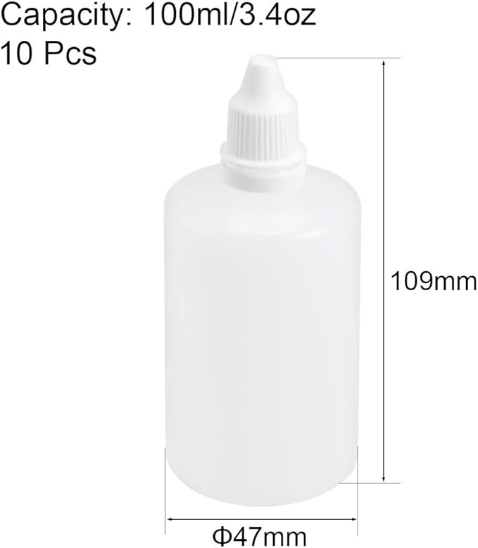 uxcell Plastic Dropper Bottle, 100ml/3.4oz Small Mouth Drop Bottles Empty Squeezable Liquid Dropper Bottle 10pcs