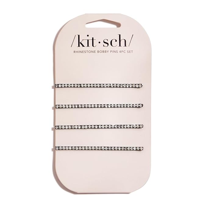 Kitsch Rhinestone Hair Accessories for Women, Stylish and Decorative Bobby Pins, Extra Long Sparkly Hair Clips for Weddings, Party, Events or Everyday Look | Ideal Gifts for Women - Set of 4, Hematite