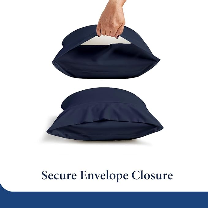 SKY BEDDINGS King Pillowcase Set of 2 - Soft Brushed Microfiber Pillow Cases with Envelope Clouser - Wrinkle-Free, Fade-Resistant Pillow Covers - 20 x 40 Inches, Navy Blue
