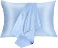 Silk Pillowcase for Hair and Skin 2 Pack 100% Mulberry Silk Bed Pillowcase Hypoallergenic Soft Breathable Both Sides Silk Pillow Case with Hidden Zipper, Pillow Cases (Standard, Blue)