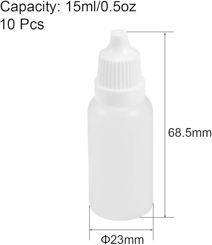 uxcell Plastic Dropper Bottle, 15ml/0.5oz Small Mouth Drop Bottles Empty Squeezable Eye Liquid Dropper Bottle 10pcs