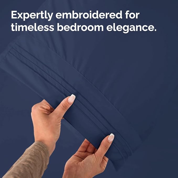 Queen Pillow Cases Set of 8 - Ultra Soft Hotel Quality Pillowcase Covers - Comfy, Cozy & Wrinkle Free - Shrink, Stain and Fade Resistant - Machine Washable Pillow Protectors - 8 Piece Set - Navy Blue