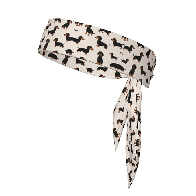 Men's Women Cartoon Dachshund Weiner Dog Pet Dogs Sports Sweatband Multifunction Lovely Head Band Headdress for Yoga Travel Spa