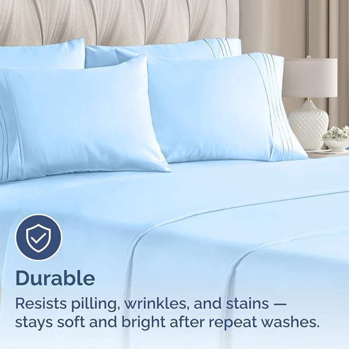 Standard Pillow Cases Set of 10 - Ultra Soft Hotel Quality Pillowcase Covers - Comfy & Wrinkle Free - Shrink, Stain and Fade Resistant - Machine Washable Pillow Protectors - 10 Piece Set - Light Blue