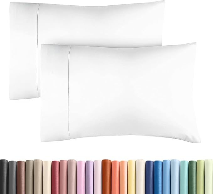 King Pillow Cases - 2 Pack - Super Soft Pillowcase Covers - Envelope Enclosure - Hotel Quality Pillow Protectors - Wrinkle Free, Fade, Shrink & Stain Resistant - Machine Washable - 20" x 40" (White)