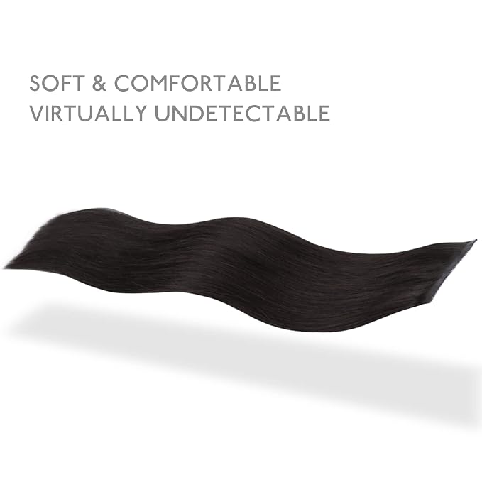 WENNALIFE Lace Seamless Clip in Hair Extensions Human Hair 7pcs Ultra Invisible 50% Thinner Seamless Clip Ins Natural Black Natural Remy Hair 20 inch