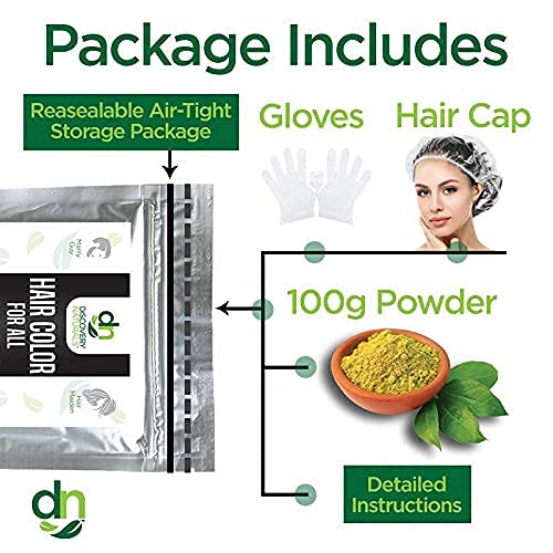 Brown Henna Hair Color For All Kit | 100% All Natural Indigo Powder Hair Dye & Beard Dye (Golden Light Brown) Organic, Herbal & Vegan Chemical & Cruelty Free Permanent Gray Coverage & Tinting