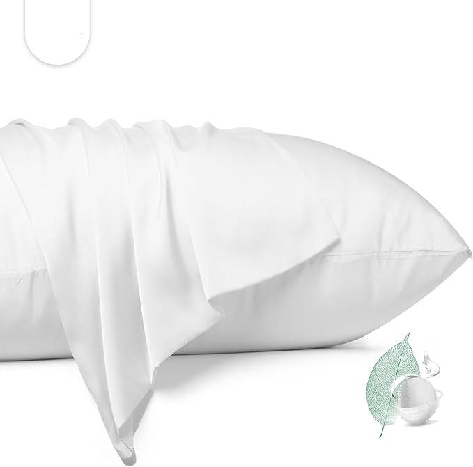 100% Mulberry Silk Pillowcase 2 Pack,Standard Size Silk Pillow Cases for Hair and Skin,Silky Smooth Bed Pillow Cover with Hidden Zipper,Natural Silk Pillow Case Set of 2 (White, Standard 20X26)
