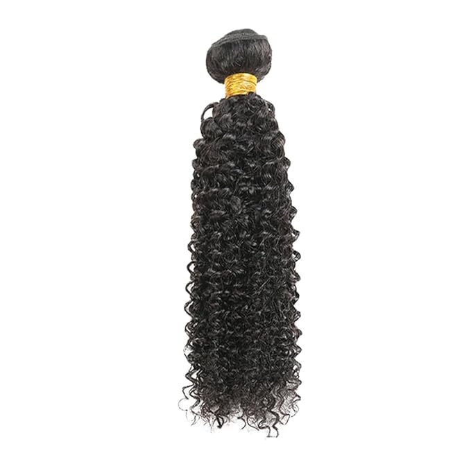 Bundles Human Hair Color 1B Kinky Curly Bundles Niegmeag Brazilian Virgin Remy Hair Single Bundle 16 Inch Double Weft Soft and Silky Natural Black Curly Bundle Hair Weave