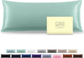 Silk Body Pillowcase Mulberry Silk Pillow Cases with Zipper Soft Breathable Smooth Cooling 20x54 inches Pillowcase for Sleep (Sage Green,20"X 54",1Pcs)