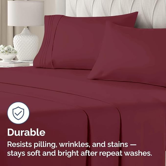 King Pillow Cases Set of 2 - Ultra Soft Hotel Quality Pillowcase Covers - Comfy, Cozy & Wrinkle Free - Shrinkage, Stain and Fade Resistant - Machine Washable Pillow Protectors - 2 Piece Set - Burgundy