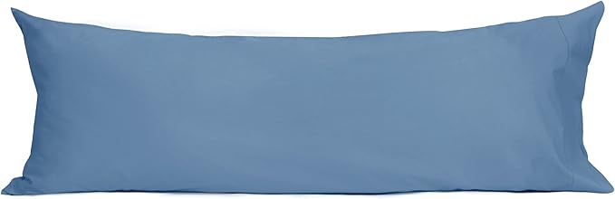 Sunflower Body Pillowcase 100% Cotton Long Pillow Cover/Case Envelope Closure 1 Pack, 21×54 inches Copen Blue, Soft and Breathable