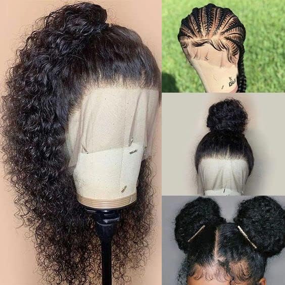 250% Density Deep Wave Human Hair Wig 13x6 Mongolian Lace Front Deep Curly Lace Front Wigs Human Hair Pre Plucked Deep Wave Frontal wig For Black Women Full And Thick (18Inch, 13x6 Wig)