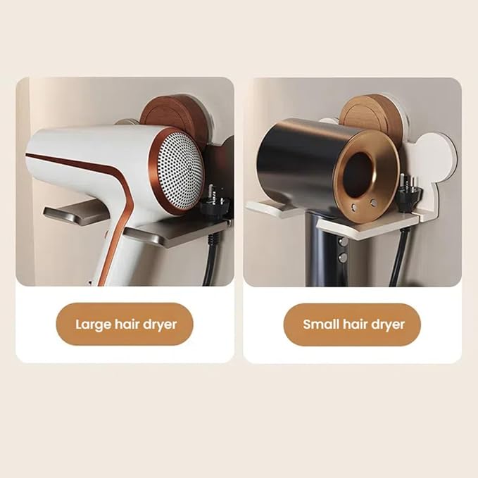 Upgraded Drill-Free Hair Dryer Holder With Hair Tie Organizer- Heavy Duty Double-Stick Tape Wall Mount Organizer for Bathroom,Sturdy Carbon Steel Construction, Waterproof & Rust-Resistant (Grey)