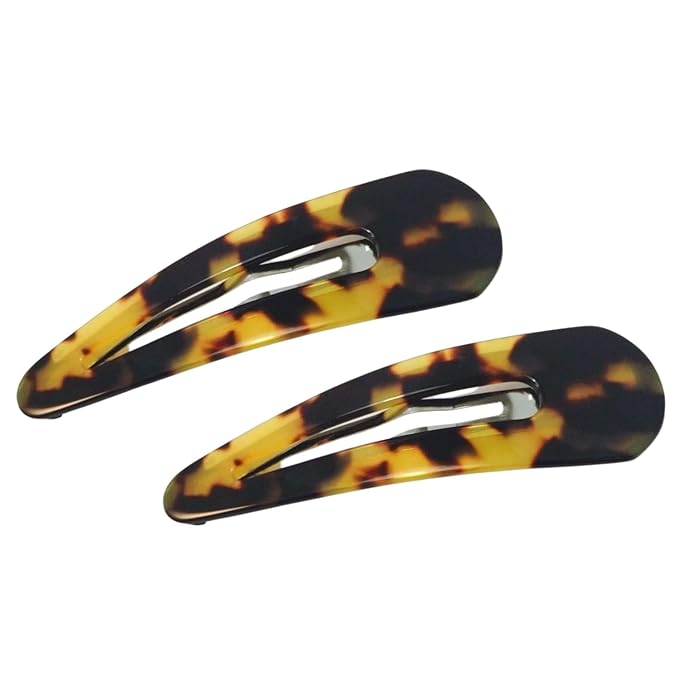 French Amie Clic Clac Large Handmade Celluloid Acetate Set of 2 Snap Hair Clips No Slip Side Slide-in Barrette for Women and Girls (Tokyo)