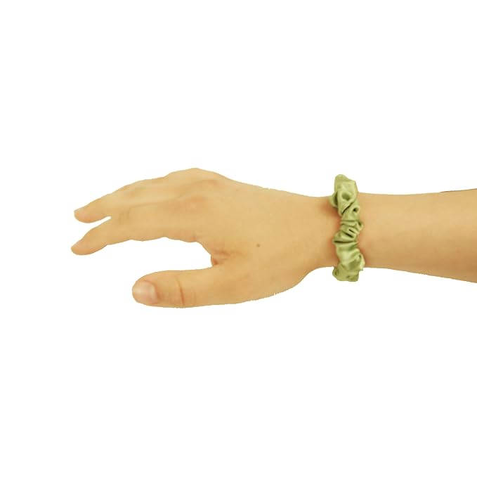 Amelia Beauty, Lime Satin Small Scrunchies, 12-Pack – No Damage Hair Ties for Women, Gentle & Durable Hair Accessories, 2.5in x 0.5in