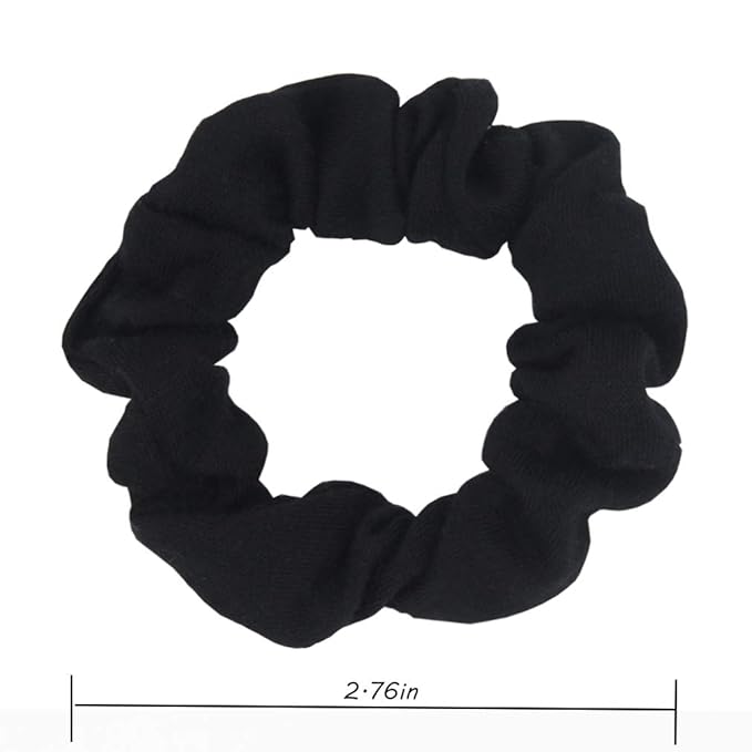 Pack of 12 Cotton Hair Scrunchies Single Jersey Solid Color Ponytail Holders Hair Ties for Girl (Light Pink)