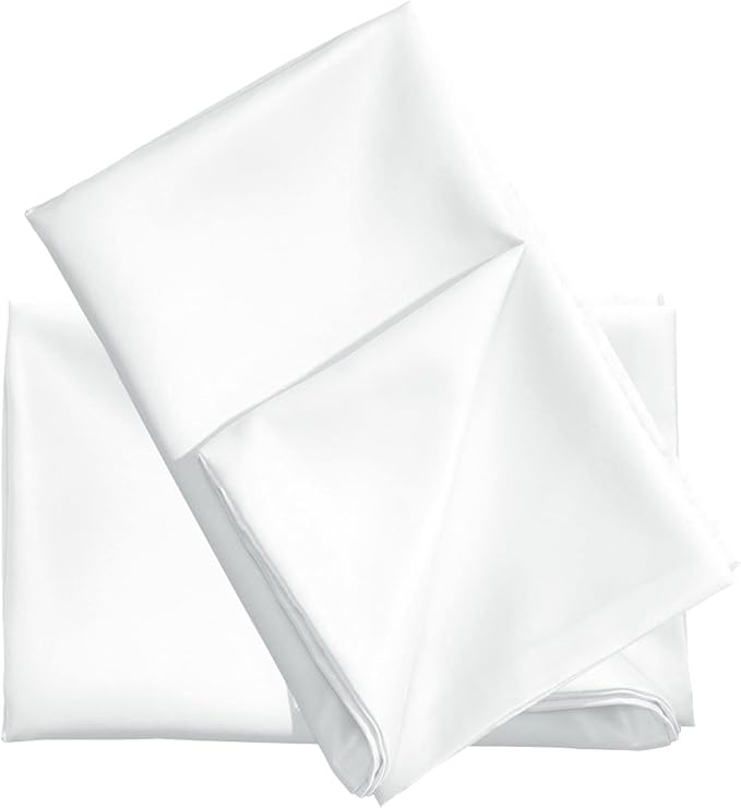 uxcell 2 Pack Silk Satin Pillowcase for Hair and Skin, Cool, Silky, Soft Breathable Pillow Cases Queen Size 20x30 Inch Sateen Pillowcase Snow White with Envelope Closure