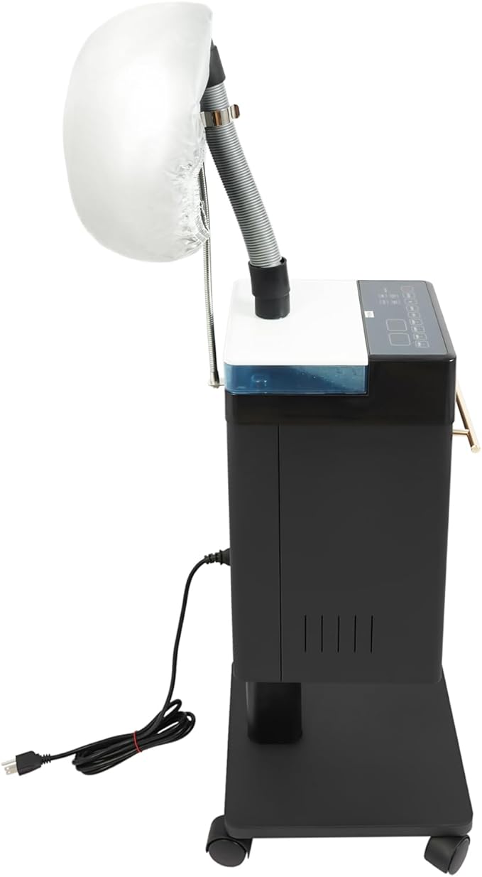 Professional Nano Hair Steamer Machine, 110V Multi-Function Hair Care Equipment with Steam Cap & External Water Tank, Freestanding Rolling Hair Color Processor for Salon Spa Home