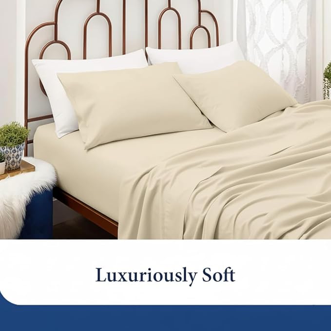 SKY BEDDINGS Queen Pillowcase Set of 2 - Soft Brushed Microfiber Pillow Cases with Envelope Clouser - Wrinkle-Free, Fade-Resistant Pillow Covers - 20 x 30 Inches, Ivory