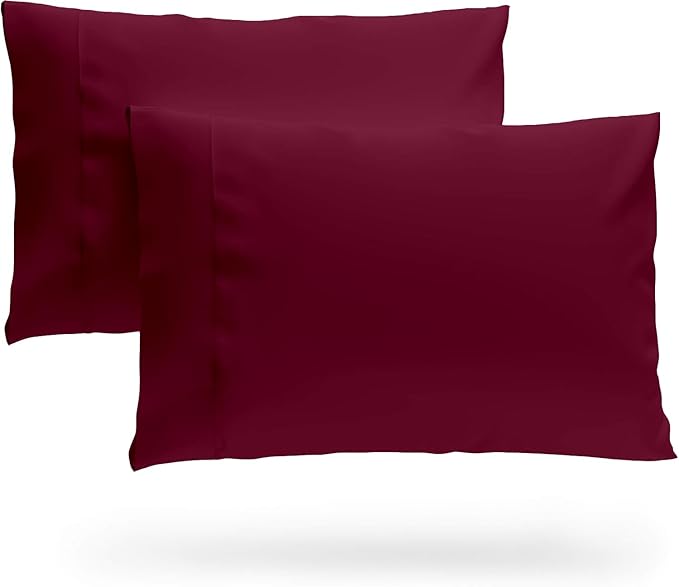 SKY BEDDINGS Queen Pillowcase Set of 2 - Soft Brushed Microfiber Pillow Cases with Envelope Clouser - Wrinkle-Free, Fade-Resistant Pillow Covers - 20 x 30 Inches, Burgundy