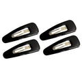 Parcelona French Mini Set of 4 Small Celluloid Acetate, Clic Clac, Snap Hair Clips, No Slip, Fashion Styling Women Hair Accessories, Girls Snap Hair Barrette, Made in France (Black)