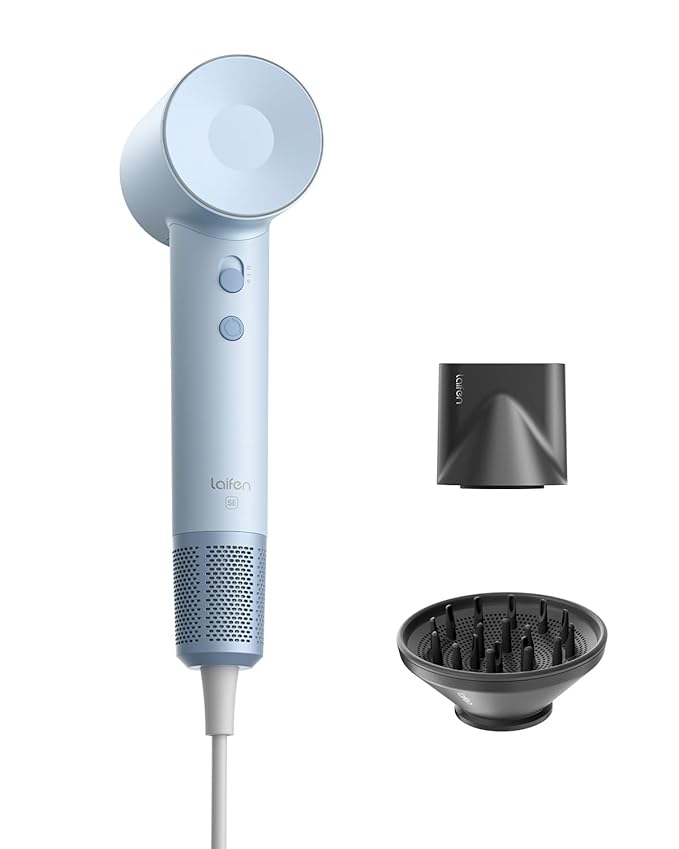 Laifen Hair Dryer SE, 200 Million Negative Ionic Blow Dryer with 105,000 RPM Brushless Motor 1400W Powerful Fast Drying High-Speed Low Noise Hairdryer with Magnetic Attachments