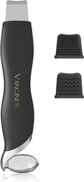 Blackhead Scraper Tool & Skin Scrubber Face Spatula for Blackhead Removal, Pore Cleaning, with Cooling Ice Roller & 2 Silicone Brush Heads (Charcoal Black)
