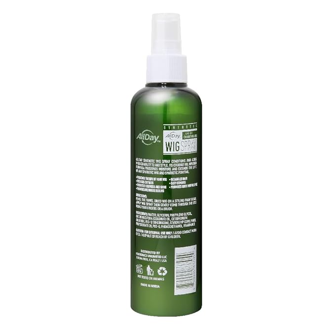 AllDay Locks Synthetic Wig Spray (8 oz) | Revitalizing & Refreshing Leave-In Conditioner | Smoothens, Detangles & Nourishes | Cleanses, Softens and Revitalizes Synthetic Hair | 8 oz