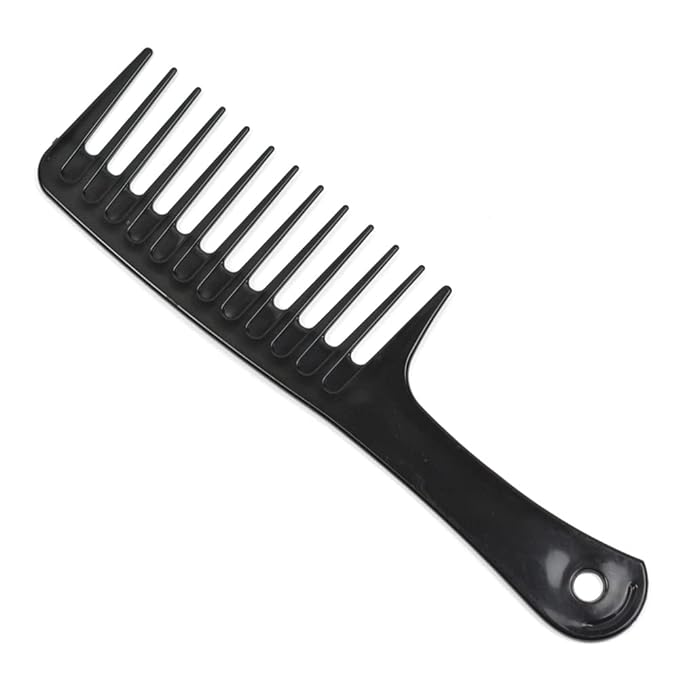4 Pcs Wide Tooth Combs for Disentangling and Styling Long, Curly Hair (Black)