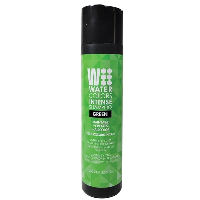 Watercolors by Tressa INTENSE 3-in-1 Color Depositing Shampoo, Semi Permanent Hair Color, Hair Dye Shampoo for Curly, Dry, and Normal Hair, 8 fl oz - GREEN