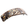 French Amie Curved Onyx Large 3 ¾” Handmade Celluloid Automatic Volume Hair Clip Barrette (Onyx Silver Grey)