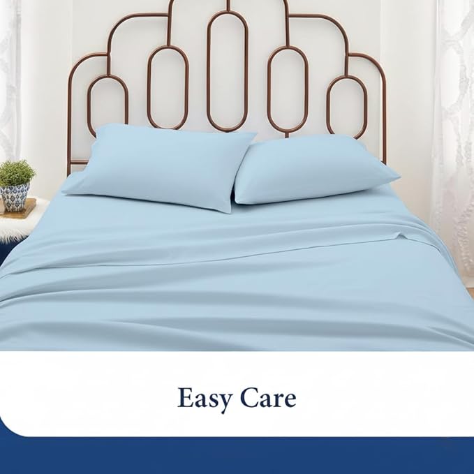SKY BEDDINGS Queen Pillowcase Set of 2 - Soft Brushed Microfiber Pillow Cases with Envelope Clouser - Wrinkle-Free, Fade-Resistant Pillow Covers - 20 x 30 Inches, Light Blue