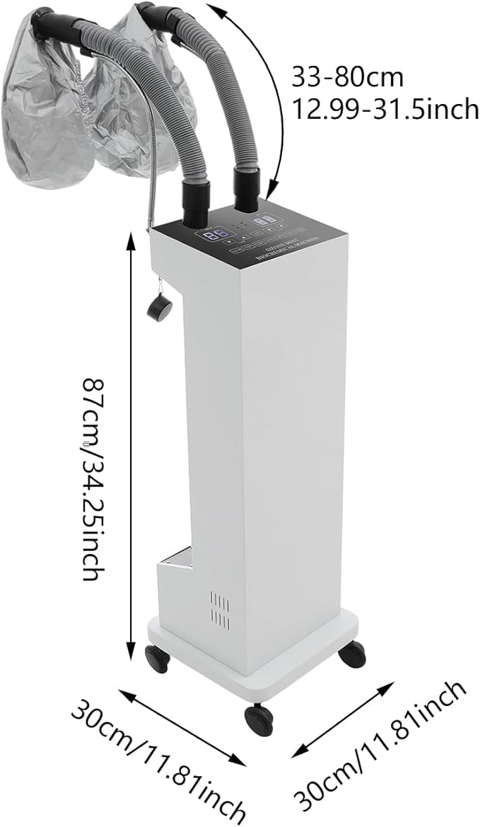 Nano Hair Steamer with 2 Vaporizing Caps, Professional Micro Mist Hair Processor with Rolling Wheels, 650W 110V Nano Hair Steamers Machine, Multifunctional Hair Steamer for Home Barber Shop (White)