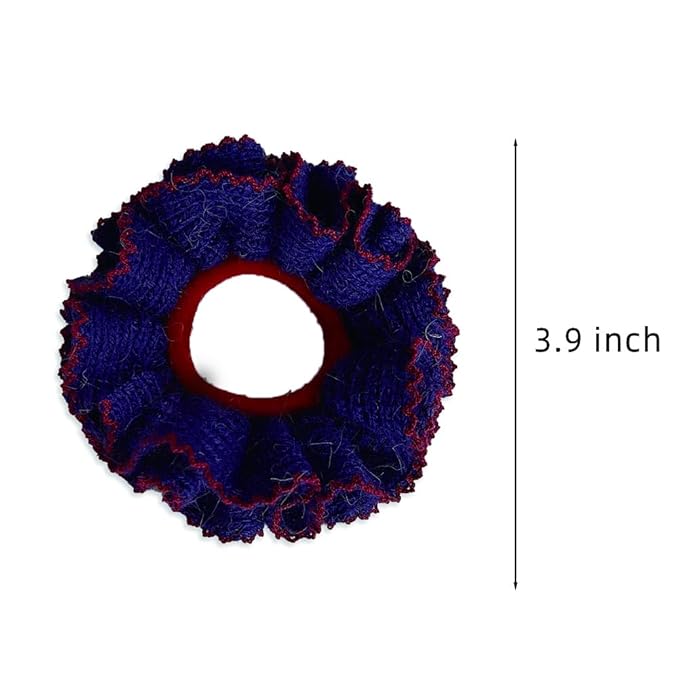 2 Pcs Soft Fabric Scrunchies for Hair,3.9 inch Medium Elastic Hair Ties Ropes Crochet Knit Silky Scrunchie for Women-Mixed Color 5