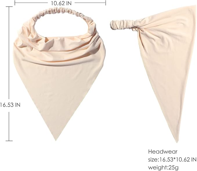 6 Pack Hair Scarf Headband for Women Elastic Bandana Head Scarf Large Boho Triangle Kerchief with Clips Non Slip Scarves