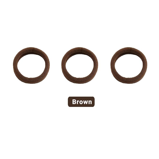 Hair Ties Hair Elastics Bands Seamless Cotton No Damage Thick Curly Hair Long-Lasting Braids Ponytails Holders All Hair Types Pain-Free Hair Accessories Women Men Light Brown Colors 50 PCS
