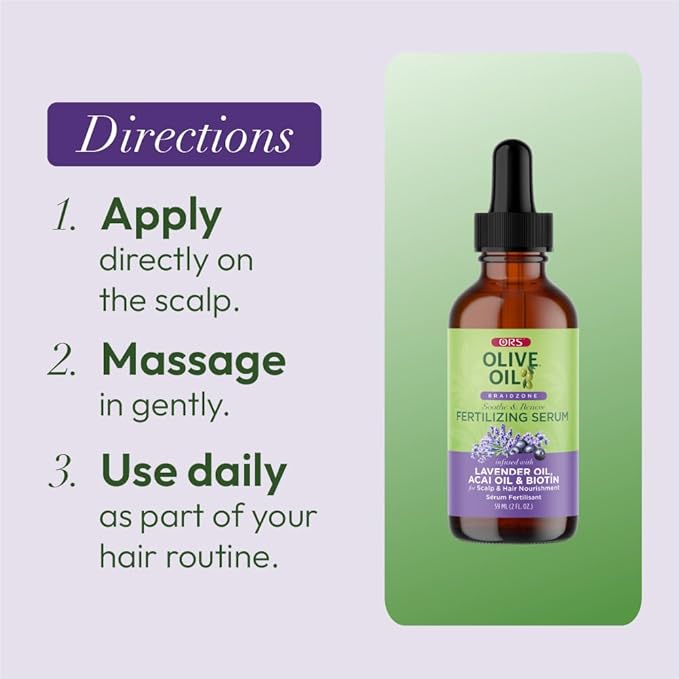 ORS Olive Oil Braidzone Fertilizing Serum with Lavender, Acai & Biotin for Hair & Scalp 2 oz (1)