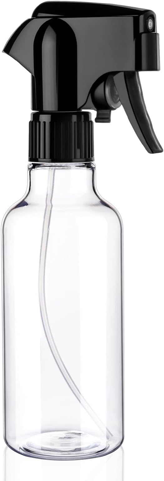 Plastic Spray Bottles 12oz Mist Continuous Spraying Bottle Heavy Duty Empty Water Spray Bottles for Hair, Cleaning Solutions, Plants，Essential Oils 1 Pack (Clear-1pcs)