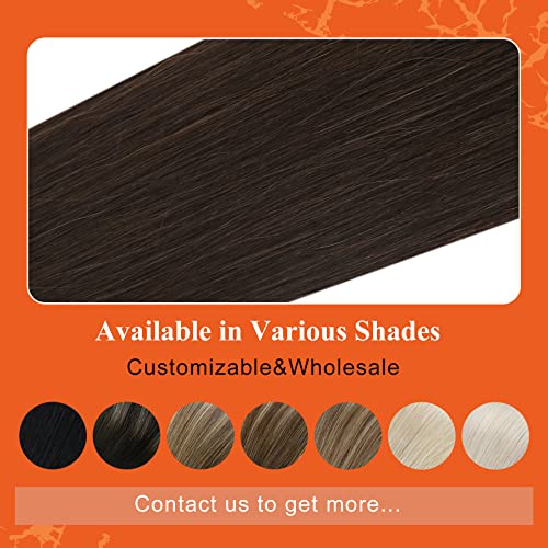 Full Shine Hair Extensions Real Human Hair Invisible Tape in Color Dark Brown 18Inch Straight Seamless Real Remy Skin Weft Tape in Extensions 20Pcs 50Grams Silky Hair Add Volume