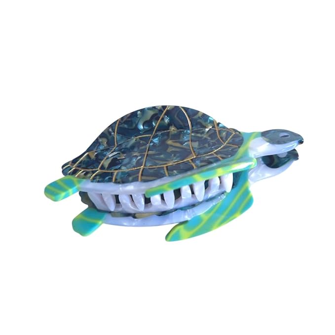 Cute Small Green Turtle Hair Clips,Novelty Acetate Ocean Turtle Claw Clip