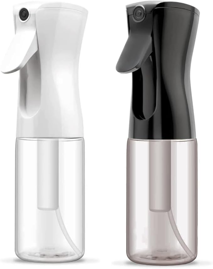 ELEMSY Spray Bottle For Hair (2 Pack 6.8 OZ) Continuous Mister Empty Spray Bottles, Ultra Fine Mist Water Sprayer for Hairstyling, Cleaning, Plants, Pets, Barbers, Salons, Essential Oil Scents