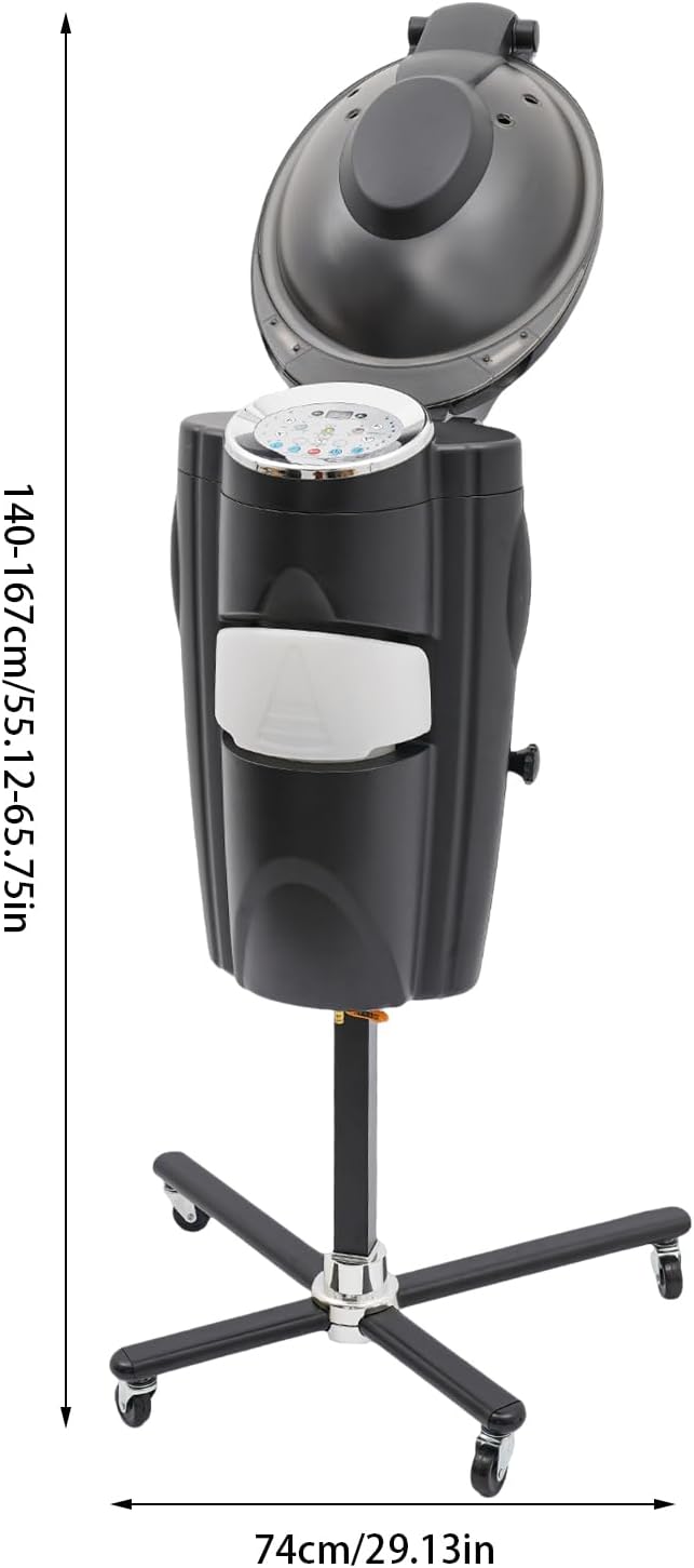 Hair Steamer Professional Hair Salon Steamer with 12 Color Light & Ozone,40-70℃/104-158℉,Hair Steamer with Temperature and Time Adjustment (Black)