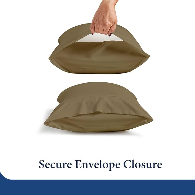 SKY BEDDINGS Queen Pillowcase Set of 2 - Soft Brushed Microfiber Pillow Cases with Envelope Clouser - Wrinkle-Free, Fade-Resistant Pillow Covers - 20 x 30 Inches, Taupe