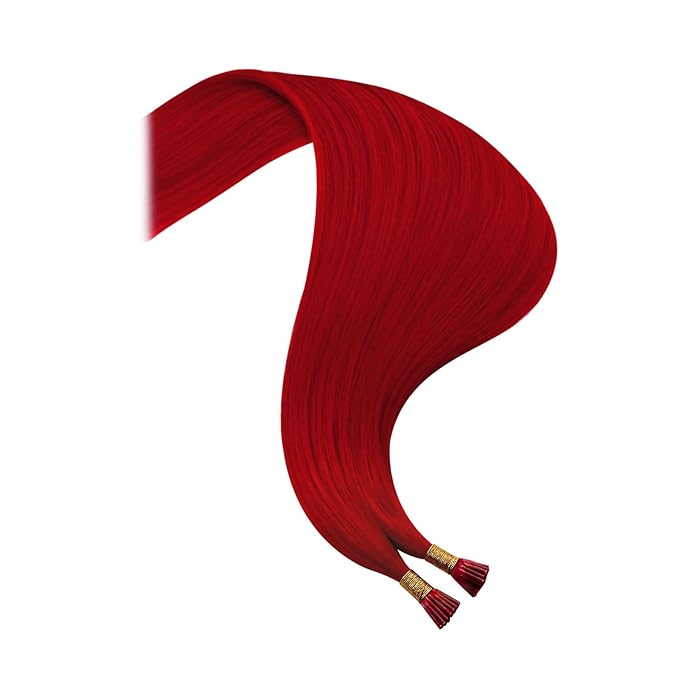 YoungSee Itip Human Hair Extensions Red Itip Hair Extensions Real Human Hair Red 14Inch 40s Tip Hair Extension Cold Fusion Hair Extension Colored for Party Highlights