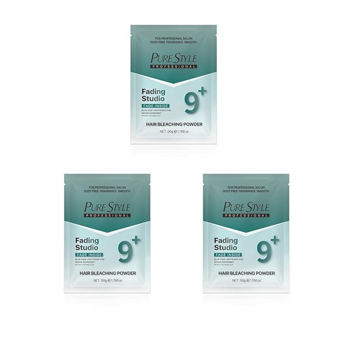PURESTYLE 3Packs(150g) Professional Ammonia-Free Hair Bleach Powder, Bleach Blonde Hair Color Dye, Over 9 Levels Blue Fade Technology, Gentle Quick Bleach Lightener